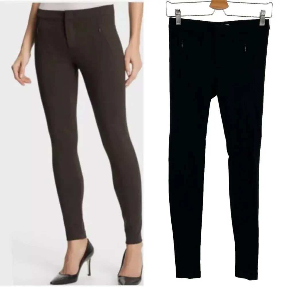 Vince Riding Pants Zip Front Pocket Black Ponte Knit Leggings Size‎ 0